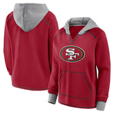 San Francisco 49ers Logo Athletic Women's Boom Fleece Pullover V-Neck Hoodie - Scarlet on sale