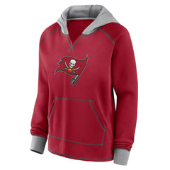 Tampa Bay Buccaneers Logo Athletic Women's Boom Fleece Pullover V-Neck Hoodie - Red discount