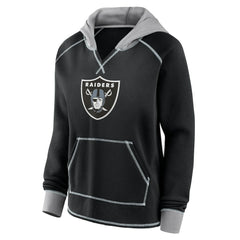 Las Vegas Raiders Logo Athletic Women's Boom Fleece Pullover V-Neck Hoodie - Black for sale