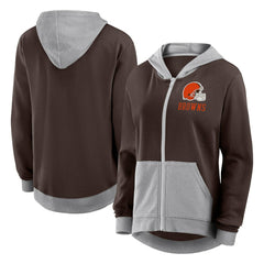 Cleveland Browns Logo Athletic Women's Hit It French Terry Full-Zip Hoodie - Brown outlet