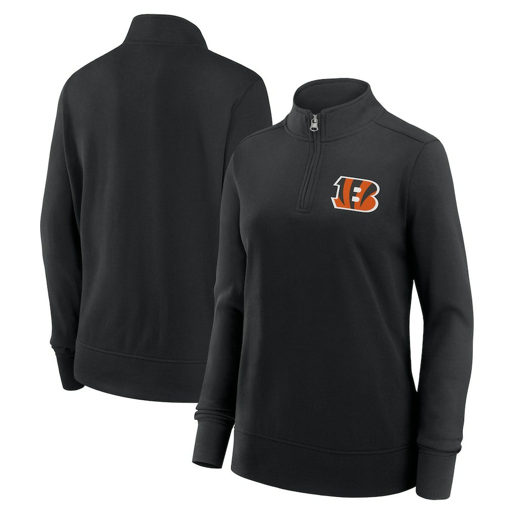 Cincinnati Bengals Logo Athletic Women's Velocity Quarter-Zip Jacket - Black for sale