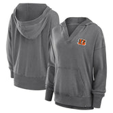 Cincinnati Bengals Women's Initiative Snow Wash French Terry V-Neck Pullover Hoodie - Heather Charcoal discount