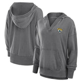 Jacksonville Jaguars Women's Initiative Snow Wash French Terry V-Neck Pullover Hoodie - Heather Charcoal on sale