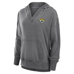 Jacksonville Jaguars Women's Initiative Snow Wash French Terry V-Neck Pullover Hoodie - Heather Charcoal on sale