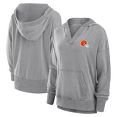 Cleveland Browns Women's Initiative Snow Wash French Terry V-Neck Pullover Hoodie - Heather Gray discount