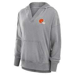 Cleveland Browns Women's Initiative Snow Wash French Terry V-Neck Pullover Hoodie - Heather Gray discount