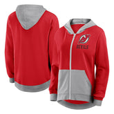 New Jersey Devils Logo Athletic Women's Hit It French Terry Full-Zip Hoodie - Red Jerseys