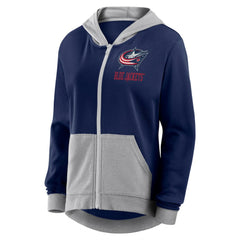 Columbus Blue Jackets Logo Athletic Women's Hit It French Terry Full-Zip Hoodie - Navy Hoodies