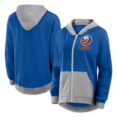 New York Islanders Logo Athletic Women's Hit It French Terry Full-Zip Hoodie - Royal Hoodies