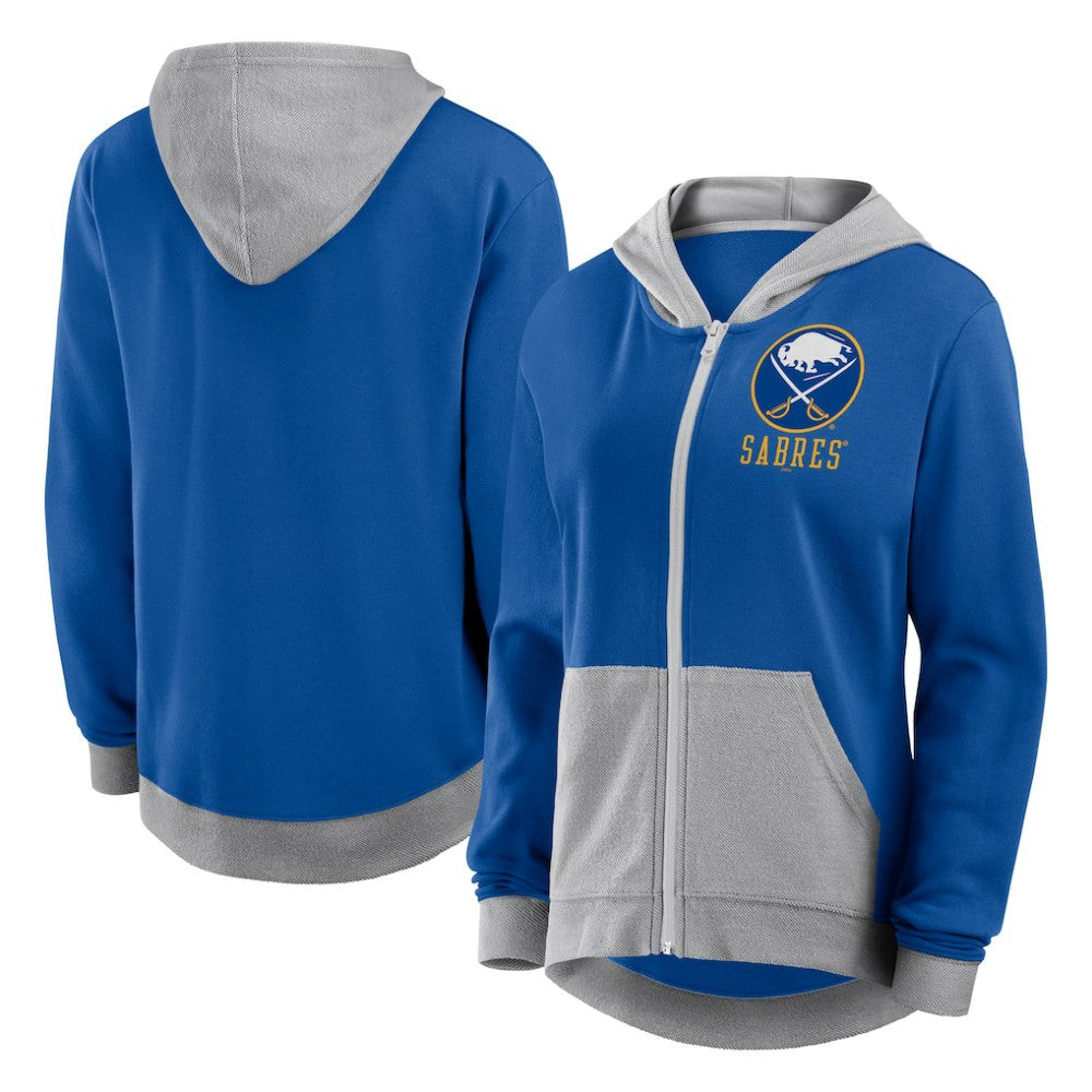 Buffalo Sabres Logo Athletic Women's Hit It French Terry Full-Zip Hoodie - Royal Hoodies