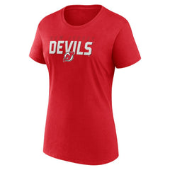 New Jersey Devils Logo Athletic Women's Launch Scoop Neck T-Shirt - Red T-shirts