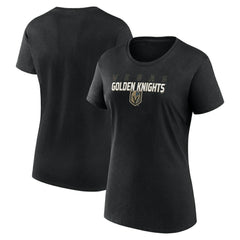 Vegas Golden Knights Logo Athletic Women's Launch Scoop Neck T-Shirt - Black T-shirts