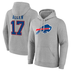 Josh Allen Buffalo Bills Icon Player Name & Number Pullover Hoodie - Gray sale