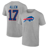 Josh Allen Buffalo Bills Icon Player Name & Number T-Shirt - Gray on sale