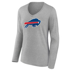 Josh Allen Buffalo Bills Women's Icon Player Name & Number Long Sleeve V-Neck T-Shirt - Gray outlet
