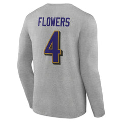 Zay Flowers Baltimore Ravens Icon Player Name & Number Long Sleeve T-Shirt - Gray cheap