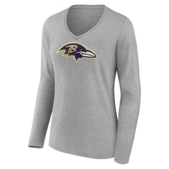 Zay Flowers Baltimore Ravens Women's Icon Player Name & Number Long Sleeve V-Neck T-Shirt - Gray on sale