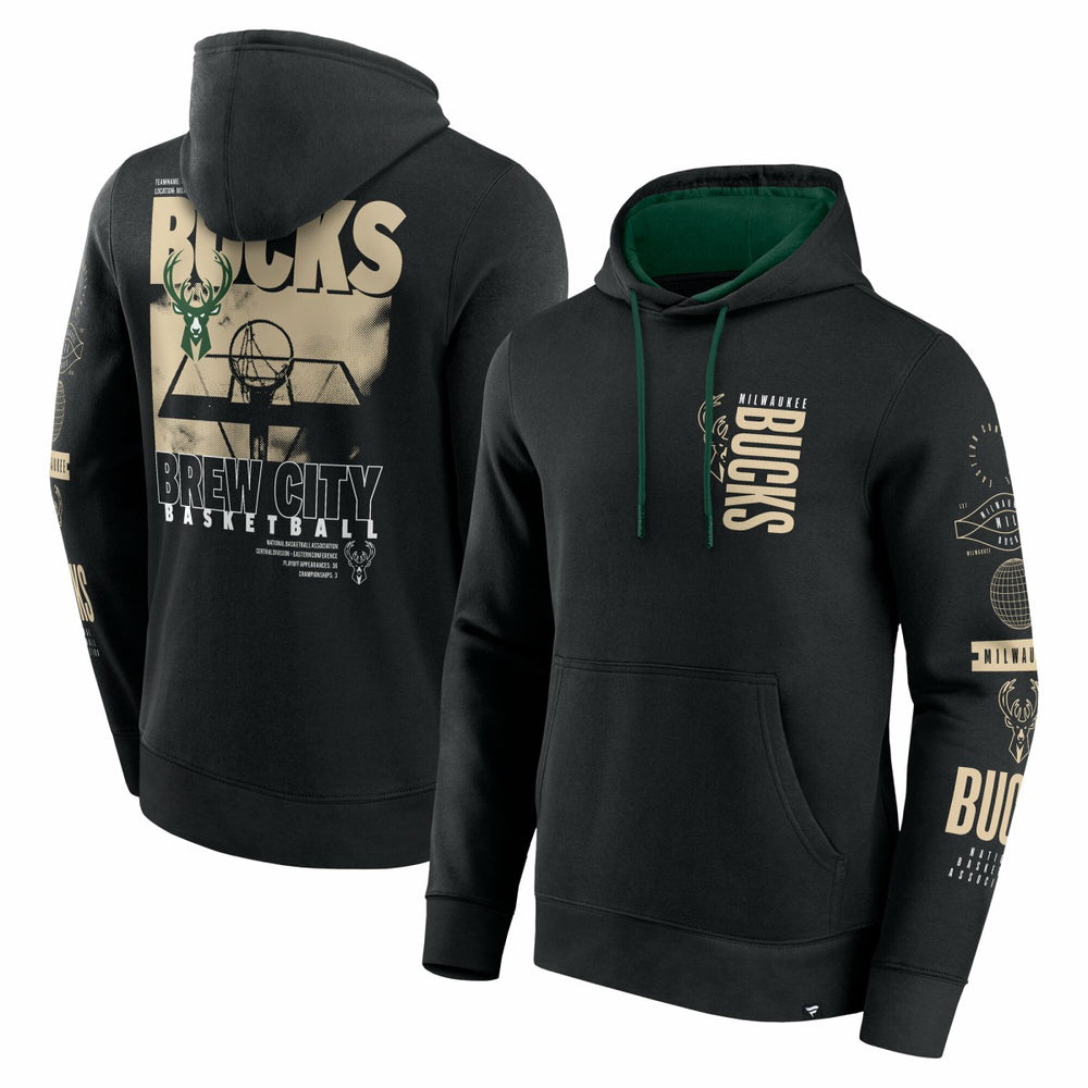 Milwaukee Bucks Game Time Crossover Pullover Hoodie - Black for sale