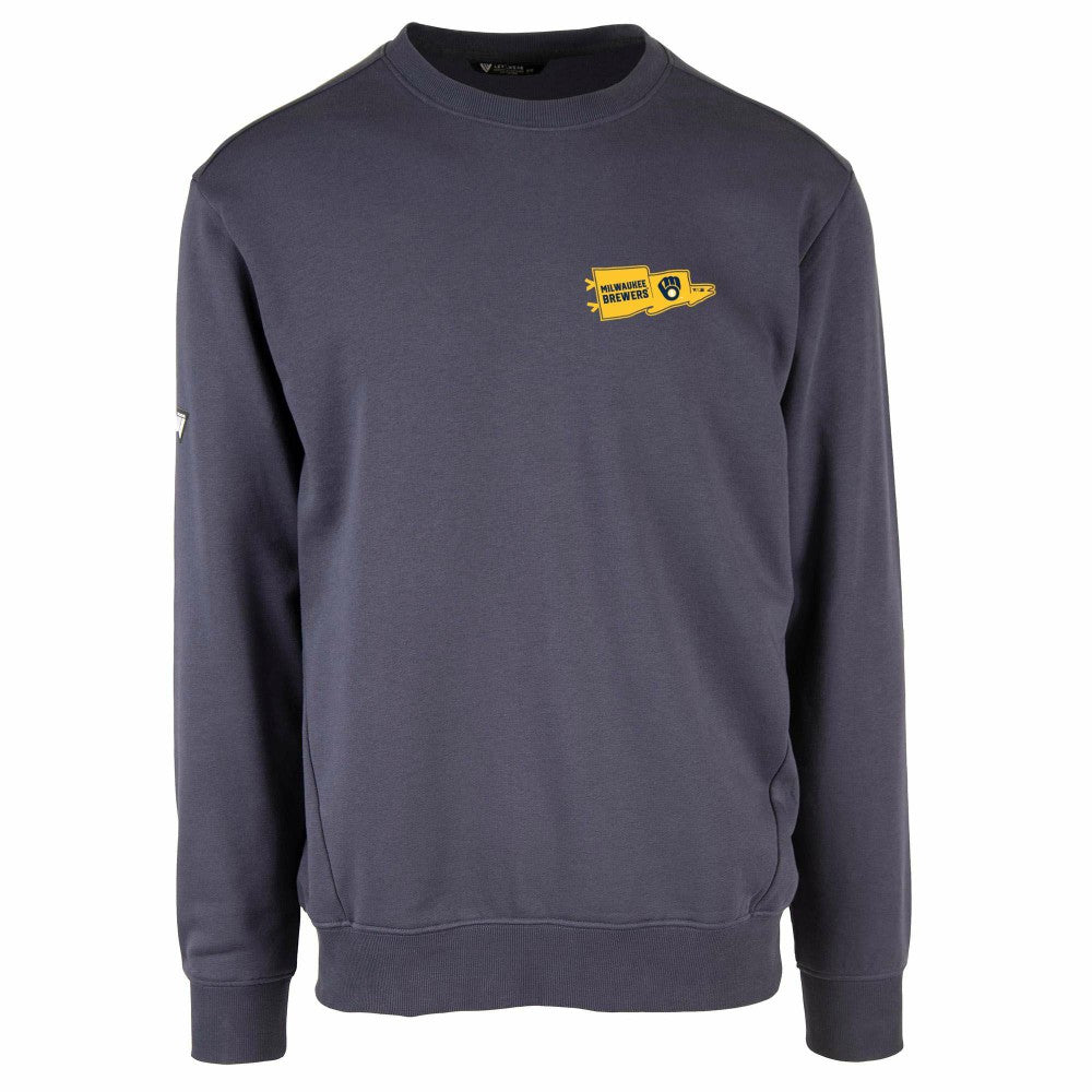 Milwaukee Brewers Levelwear Zane Rafters Pullover Sweatshirt Navy