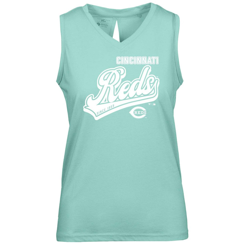 Cincinnati Reds Levelwear Women's Paisley Sweep V-Neck Tank Top Mint