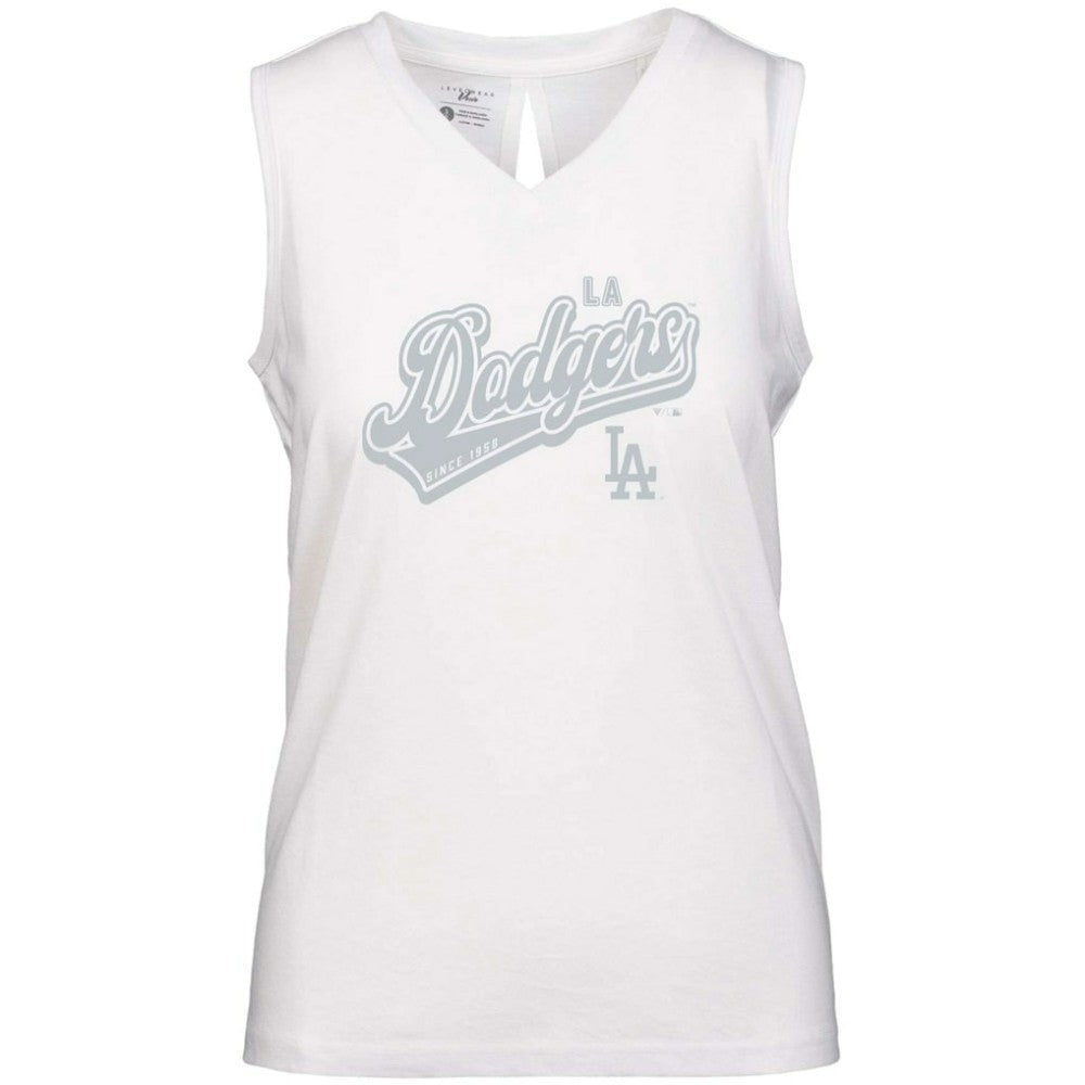 Los Angeles Dodgers Levelwear Women's Paisley Sweep V-Neck Tank Top White