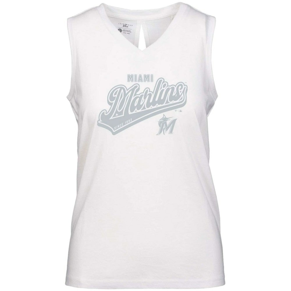 Miami Marlins Levelwear Women's Paisley Sweep V-Neck Tank Top White