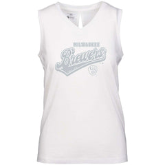 Milwaukee Brewers Levelwear Women's Paisley Sweep V-Neck Tank Top White