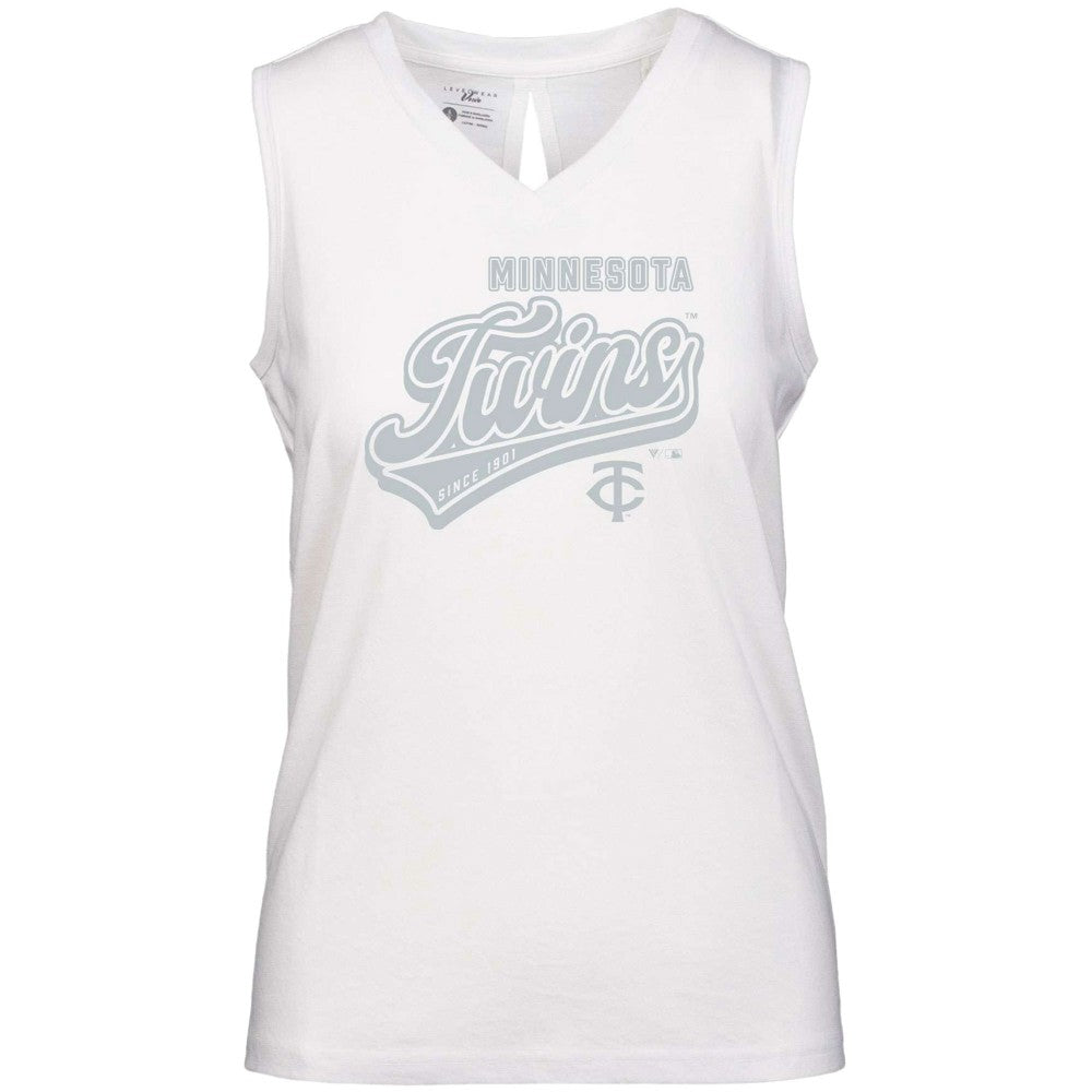 Minnesota Twins Levelwear Women's Paisley Sweep V-Neck Tank Top White