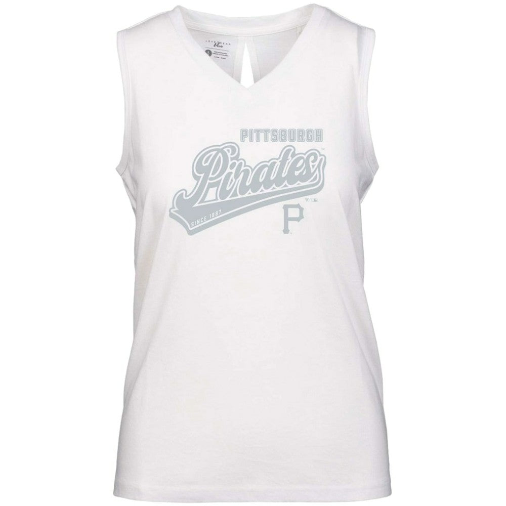 Pittsburgh Pirates Levelwear Women's Paisley Sweep V-Neck Tank Top White