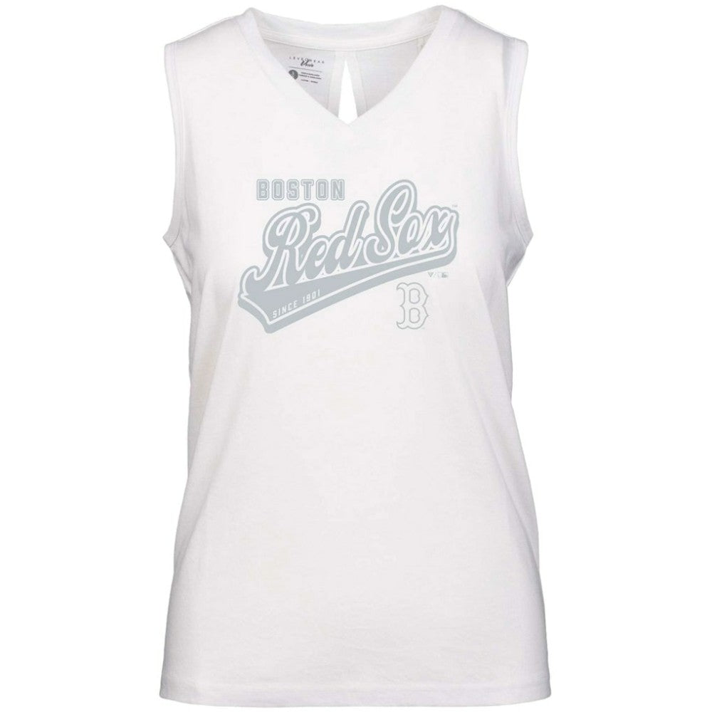 Boston Red Sox Levelwear Women's Paisley Sweep V-Neck Tank Top White