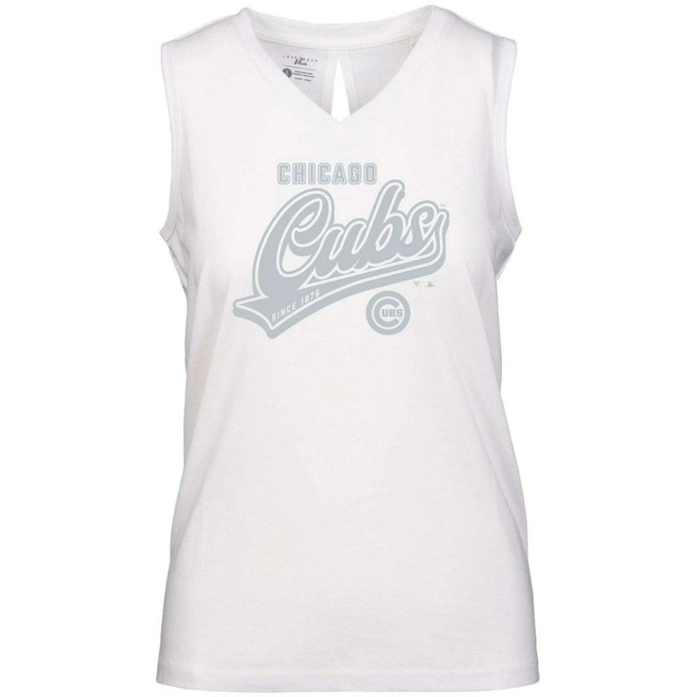 Chicago Cubs Levelwear Women's Paisley Sweep V-Neck Tank Top White