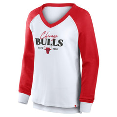 Chicago Bulls Women's Open Lane Waffle Long Sleeve V-Neck T-Shirt sale - White discount