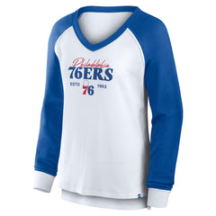 Philadelphia 76ers Women's Open Lane Waffle Long Sleeve V-Neck T-Shirt - White online