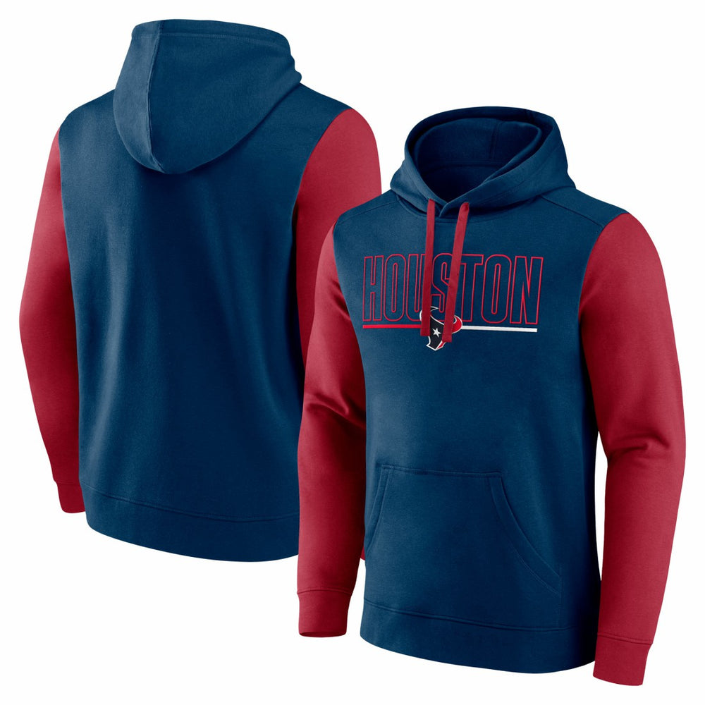 Houston Texans Outline Pullover Hoodie - Navy/Red cheap