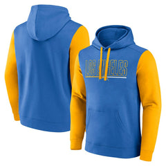 Los Angeles Chargers Outline Pullover Hoodie - Powder Blue/Gold discount
