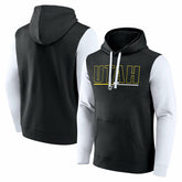 Utah Jazz Logo Athletic Outline Colorblock Pullover Hoodie - Black discount