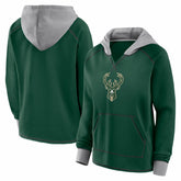 Milwaukee Bucks Logo Athletic Women's Boom Pullover Hoodie - Hunter Green on sale