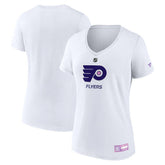 Philadelphia Flyers Fanatics Women's 2024 Hockey Fights Cancer V-Neck T-Shirt - White T-shirts