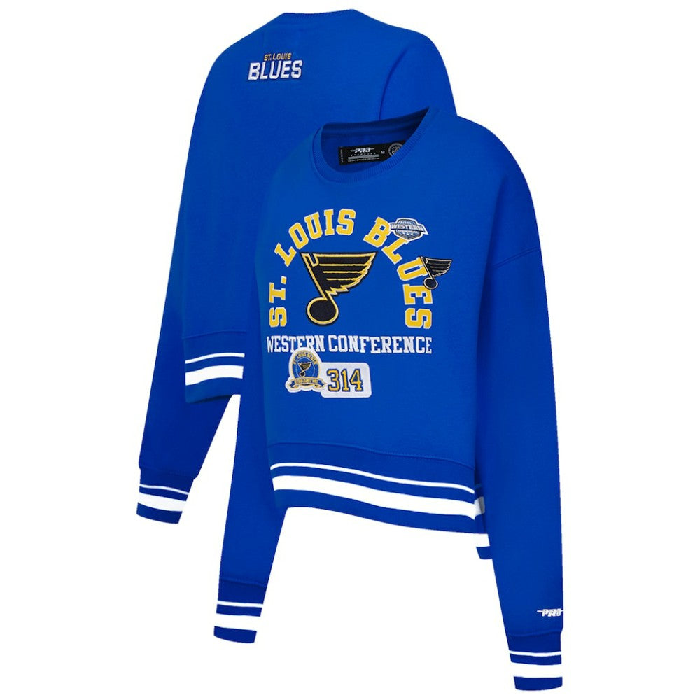 St. Louis Blues Pro Standard Women's Area Code Cropped Pullover Sweatshirt - Blue Sweatshirts
