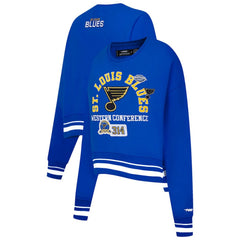 St. Louis Blues Pro Standard Women's Area Code Cropped Pullover Sweatshirt - Blue Sweatshirts