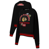 Chicago Blackhawks Pro Standard Women's Area Code Cropped Pullover Sweatshirt - Black Sweatshirts