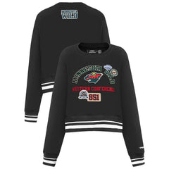 Minnesota Wild Pro Standard Women's Area Code Cropped Pullover Sweatshirt - Black Sweatshirts