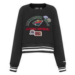 Minnesota Wild Pro Standard Women's Area Code Cropped Pullover Sweatshirt - Black Sweatshirts