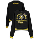Pittsburgh Penguins Pro Standard Women's Area Code Cropped Pullover Sweatshirt - Black Sweatshirts