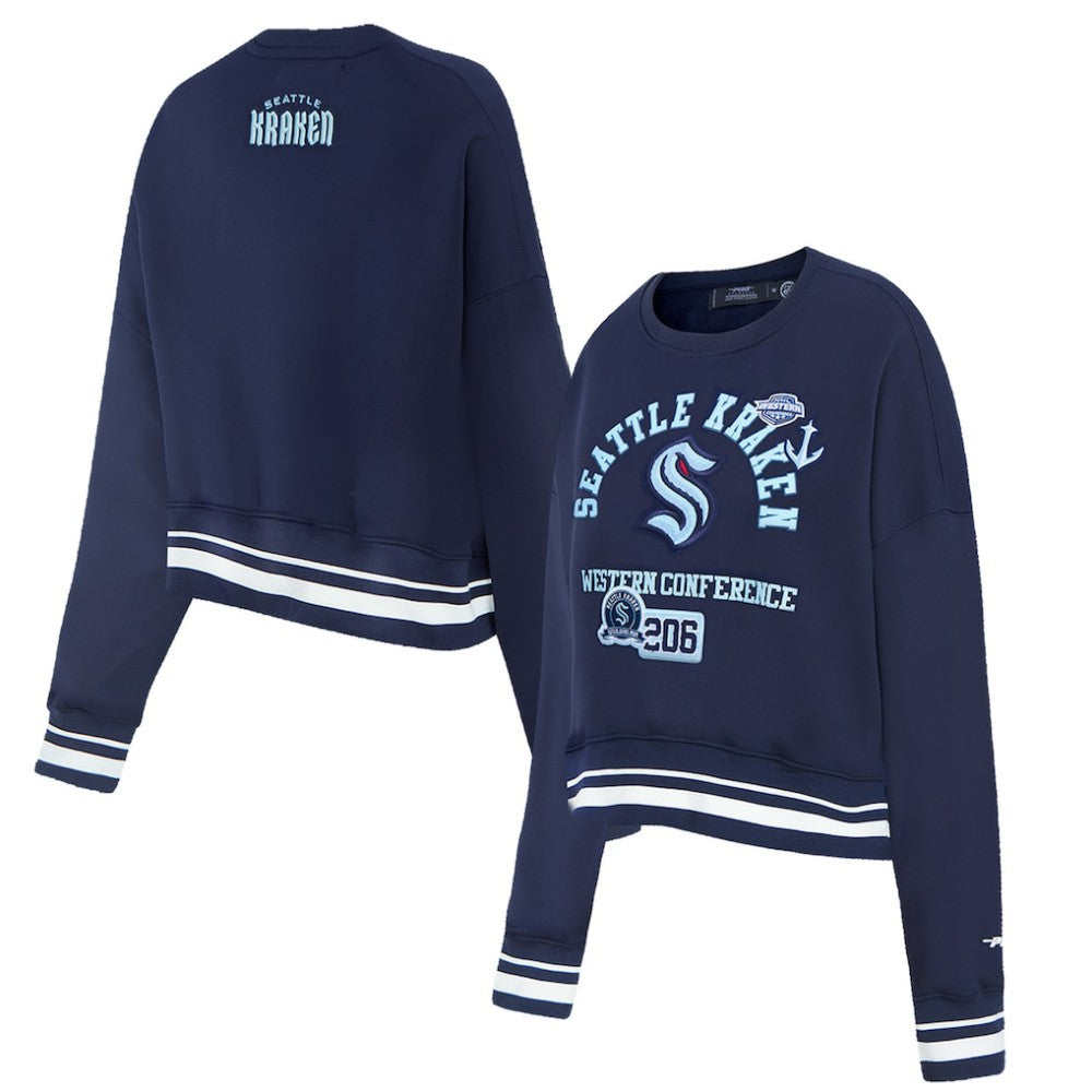 Seattle Kraken Pro Standard Women's Area Code Cropped Pullover Sweatshirt - Deep Sea Blue Sweatshirts