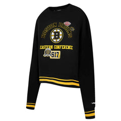 Boston Bruins Pro Standard Women's Area Code Cropped Pullover Sweatshirt - Black Sweatshirts