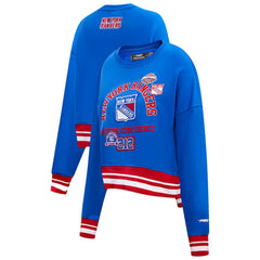 New York Rangers Pro Standard Women's Area Code Cropped Pullover Sweatshirt - Blue Sweatshirts