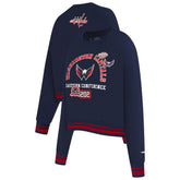 Washington Capitals Pro Standard Women's Area Code Cropped Pullover Sweatshirt - Navy Sweatshirts