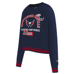 Washington Capitals Pro Standard Women's Area Code Cropped Pullover Sweatshirt - Navy Sweatshirts