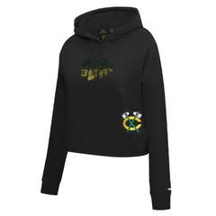 Chicago Blackhawks Pro Standard Women's Jewels Cropped Pullover Hoodie - Black Hoodies